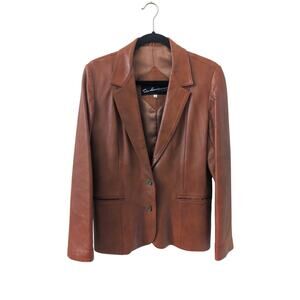 Vintage The Leatherman of California Leather Blazer in Caramel size 14